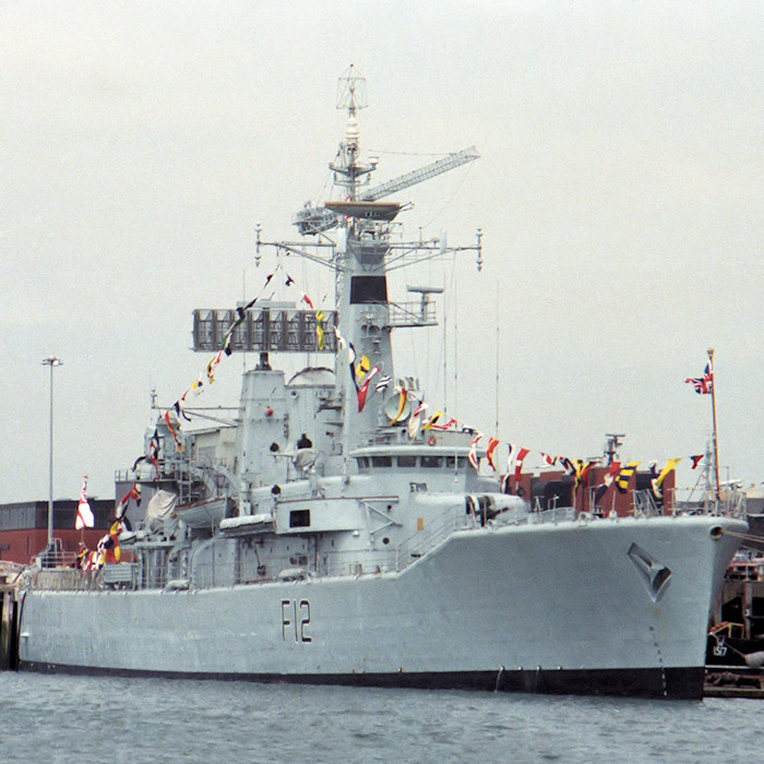 Photograph of the vessel HMS Achilles pictured in Portsmouth Naval Base on 11th June 1988