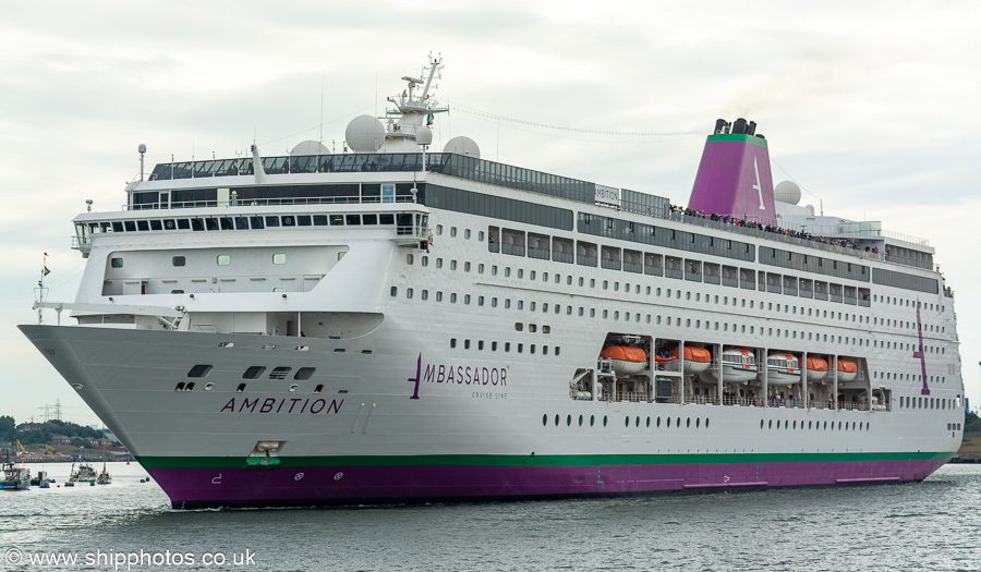 Photograph of the vessel  Ambition pictured passing North Shields on 17th June 2023