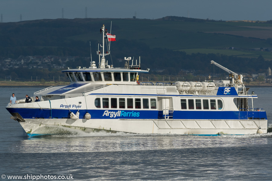 Photograph of the vessel  Argyll Flyer pictured passing Greenock on 9th October 2016