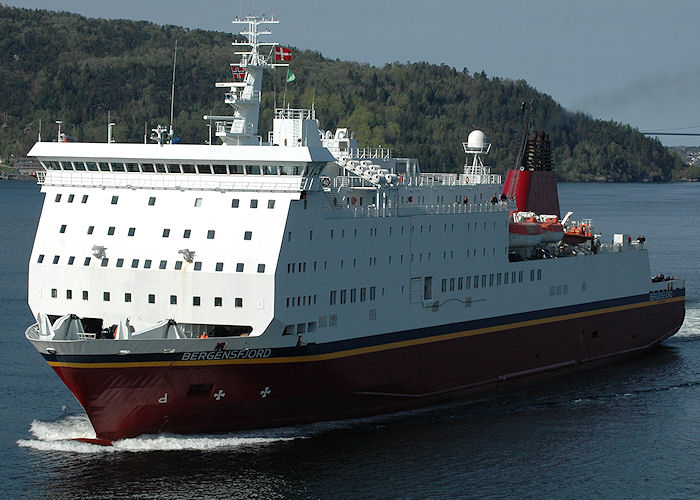 Photograph of the vessel  Bergensfjord pictured arriving at Bergen on 5th May 2008