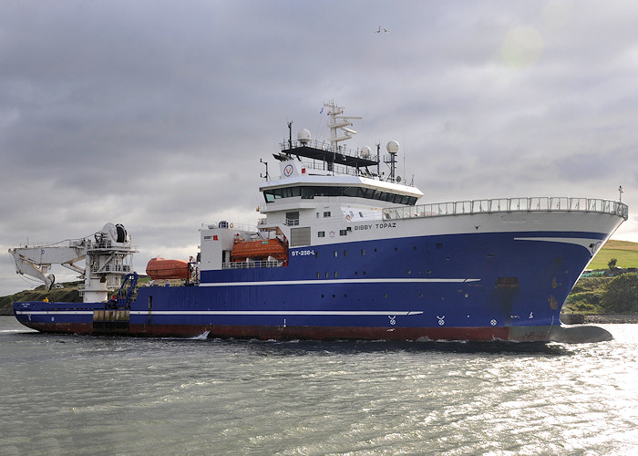 Photograph of the vessel  Bibby Topaz pictured arriving at Aberdeen on 14th September 2012