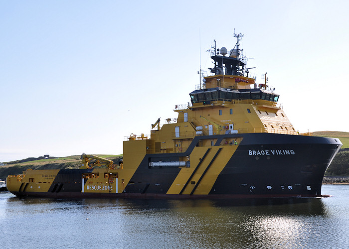 Photograph of the vessel  Brage Viking pictured arriving at Aberdeen on 15th September 2012