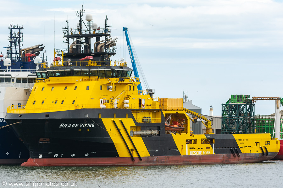 Photograph of the vessel  Brage Viking pictured at Montrose on 12th May 2022