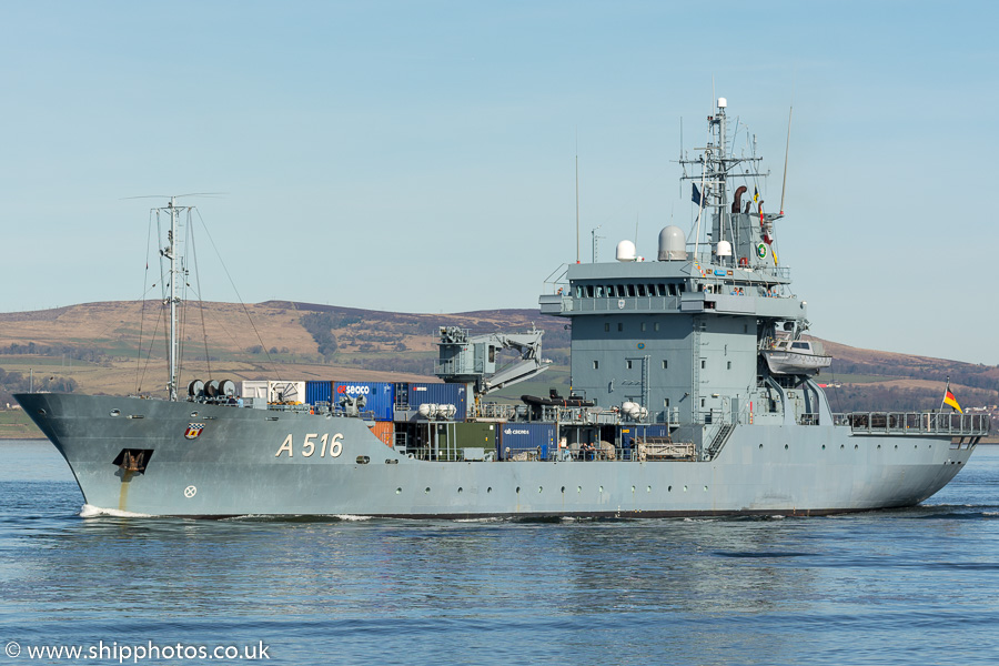 Photograph of the vessel FGS Donau pictured passing Greenock on 26th March 2017