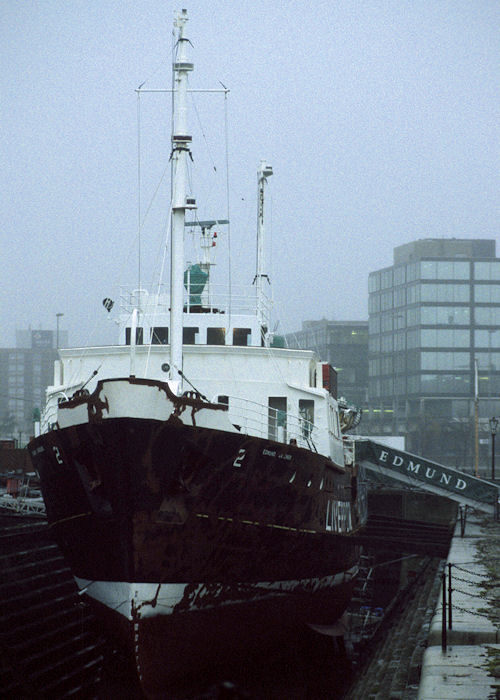 Photograph of the vessel pv Edmund Gardner pictured in dry dock at Liverpool on 15th November 1996