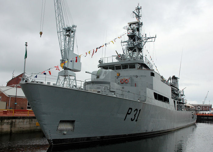 Photograph of the vessel LÉ Eithne pictured in Portsmouth Naval Base on 3rd July 2005