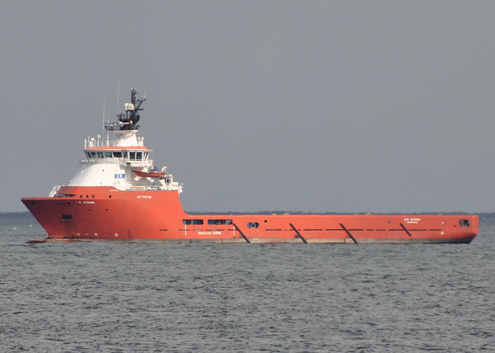 Photograph of the vessel  E.R. Athina pictured at anchor off Aberdeen on 15th April 2012