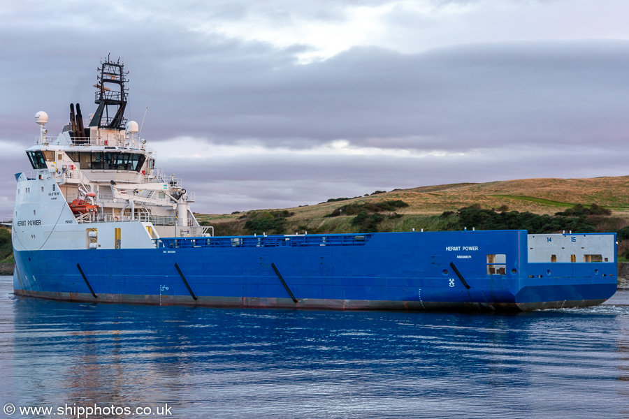Photograph of the vessel  Hermit Power pictured at Aberdeen on 13th October 2021
