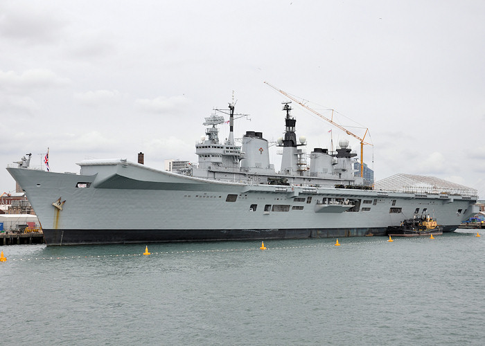 Photograph of the vessel HMS Illustrious pictured in Portsmouth Naval Base on 20th July 2012