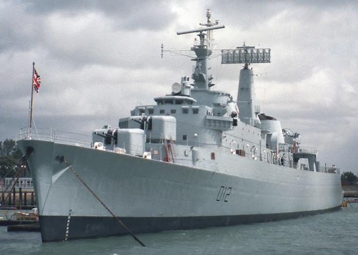 Photograph of the vessel HMS Kent pictured in Portsmouth Naval Base on 24th July 1988