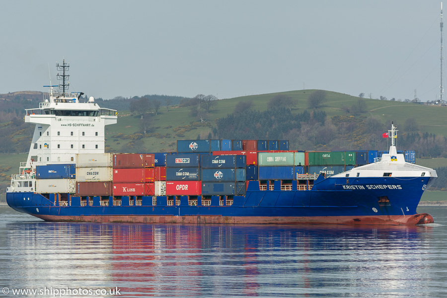 Photograph of the vessel  Kristin Schepers pictured approaching Greenock Ocean Terminal on 24th March 2017