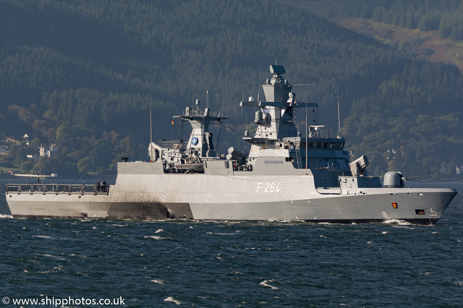 Photograph of the vessel FGS Ludwigshafen am Rhein pictured passing Gourock on 6th October 2016