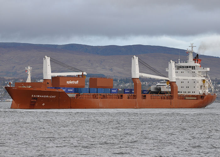 Photograph of the vessel  Saimaagracht pictured departing Greenock Ocean Terminal on 3rd May 2013