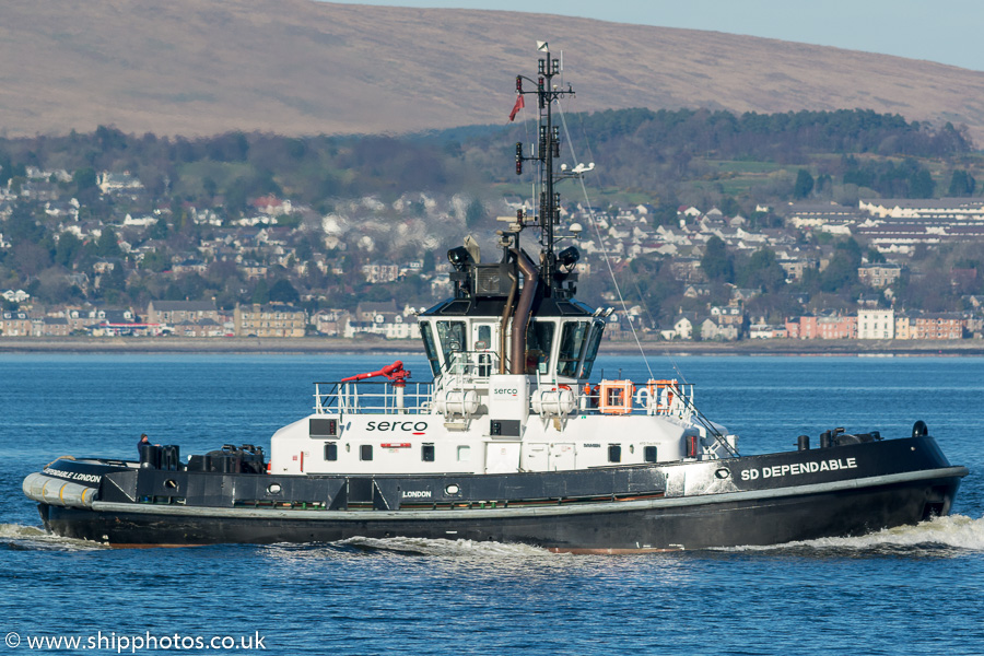Photograph of the vessel  SD Dependable pictured passing Greenock on 25th March 2017