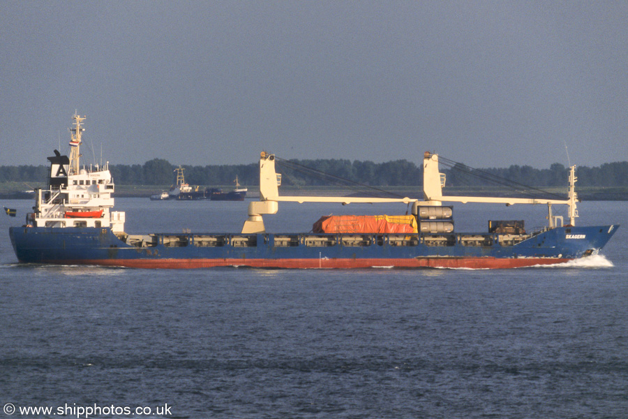 Photograph of the vessel  Skagern pictured on the Westerschelde passing Vlissingen on 18th June 2002