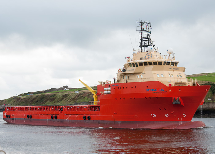 Photograph of the vessel  Springbok pictured arriving at Aberdeen on 13th October 2014