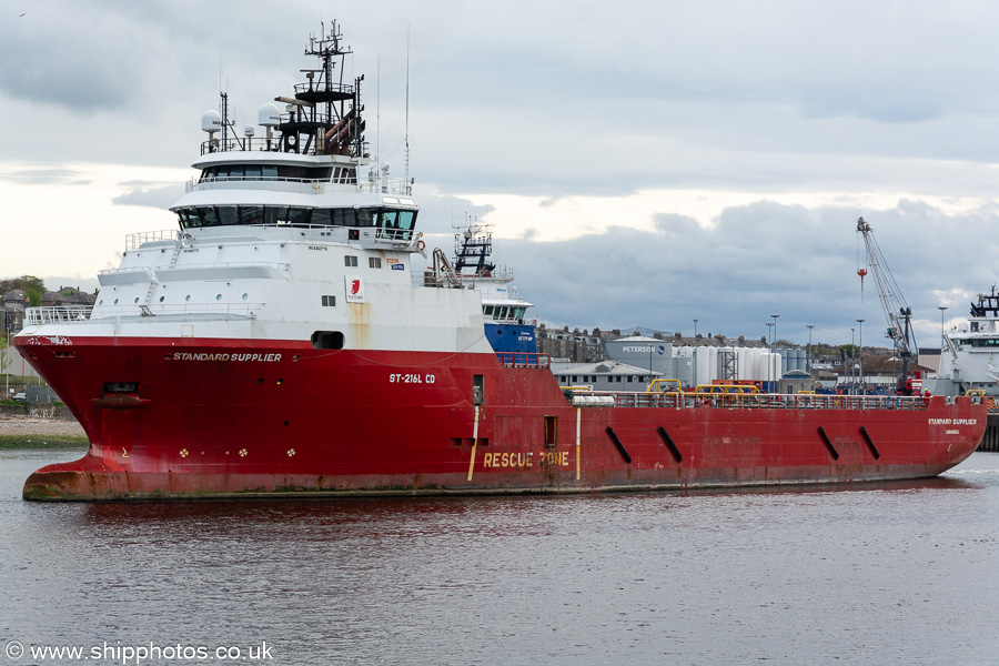 Photograph of the vessel  Standard Supplier pictured departing Aberdeen on 12th May 2022