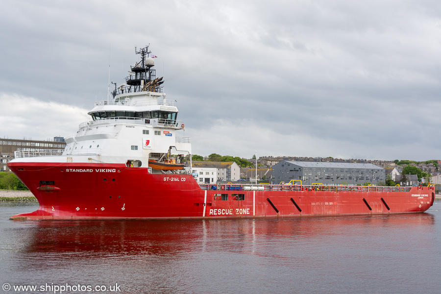 Photograph of the vessel  Standard Viking pictured departing Aberdeen on 28th May 2019