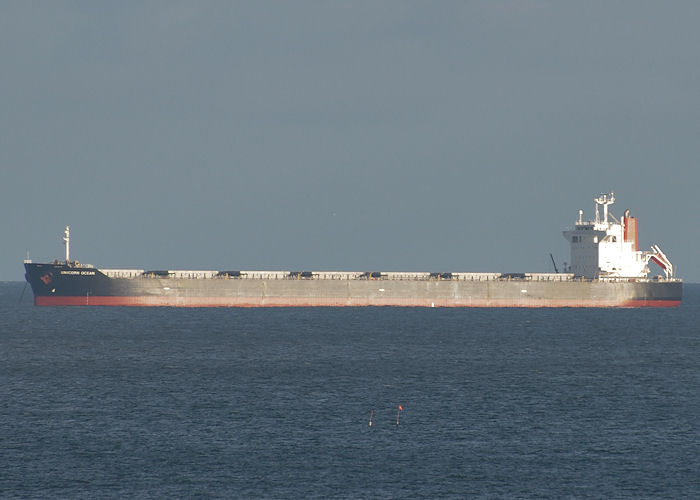 Photograph of the vessel  Unicorn Ocean pictured at anchor off Tynemouth on 28th December 2013