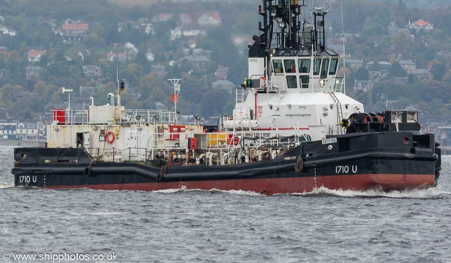 Photograph of the vessel  1710(U) pictured passing Greenock under tow on 27th September 2023