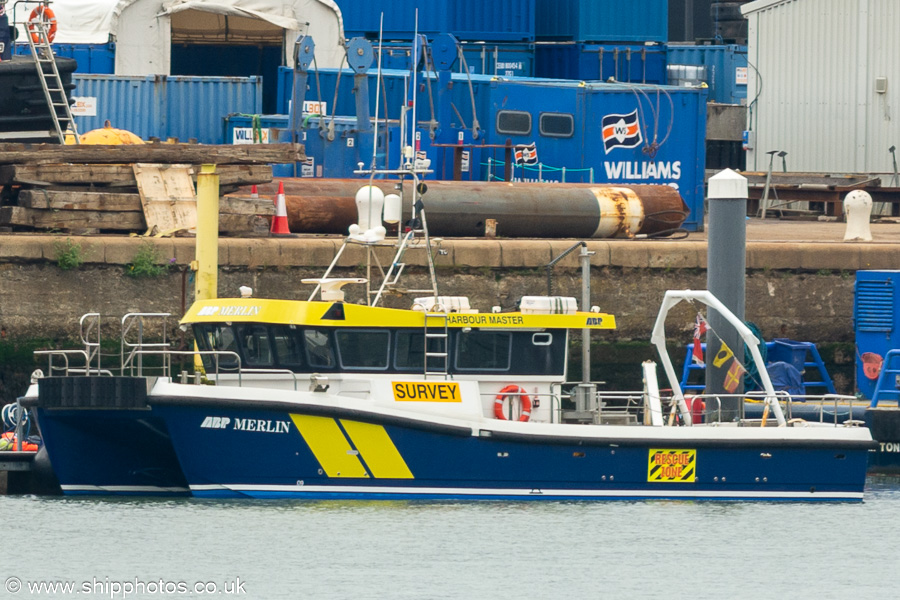 Photograph of the vessel  ABP Merlin pictured at Southampton on 8th July 2023