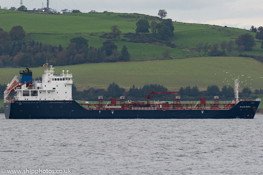 Photograph of the vessel  Acacia Rubra pictured at anchor at the Tail o' the Bank, Greenock on 7th October 2016