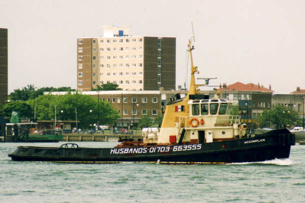 Photograph of the vessel  Accomplice pictured arriving in Portsmouth on 14th June 1995