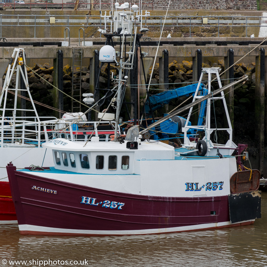 Photograph of the vessel fv Achieve pictured at Eyemouth on 5th July 2015