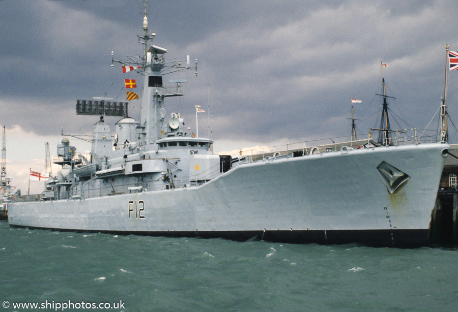Photograph of the vessel HMS Achilles pictured in Portsmouth Naval Base on 30th July 1989