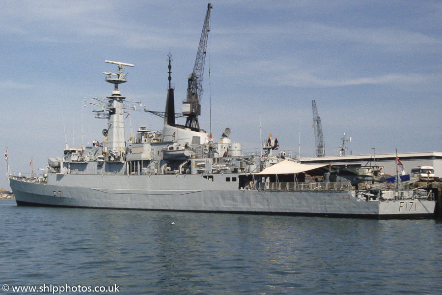 Photograph of the vessel HMS Active pictured in Portsmouth Naval Base on 18th June 1989