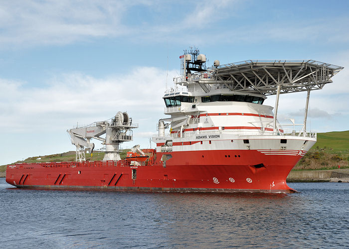 Photograph of the vessel  Adams Vision pictured arriving at Aberdeen on 13th May 2013