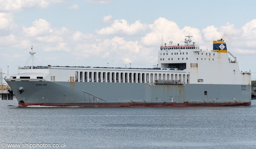Photograph of the vessel  Adeline pictured passing Gravesend on 18th July 2025