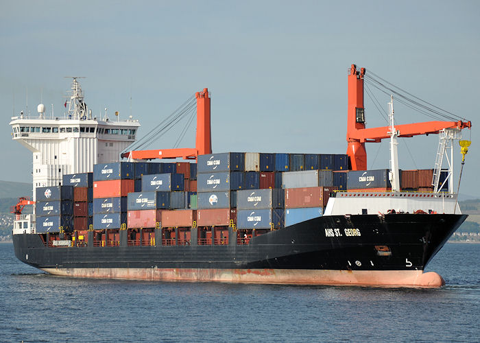 Photograph of the vessel  AHS St. Georg pictured departing Greenock Ocean Terminal on 21st July 2013