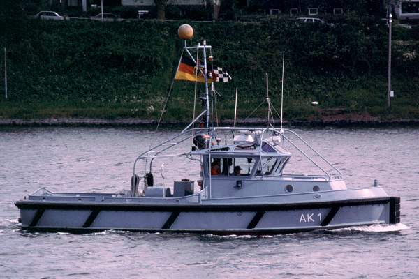 Photograph of the vessel FGS AK 1 pictured on the Kiel Canal on 29th May 2001