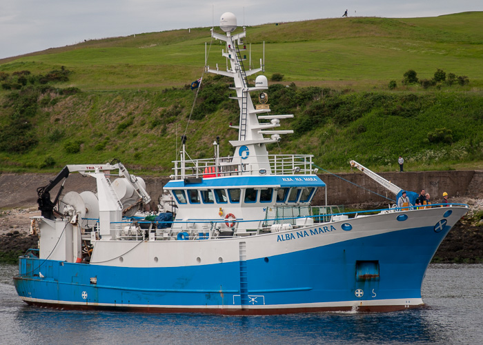 Photograph of the vessel rv Alba Na Mara pictured arriving at Aberdeen on 12th June 2014