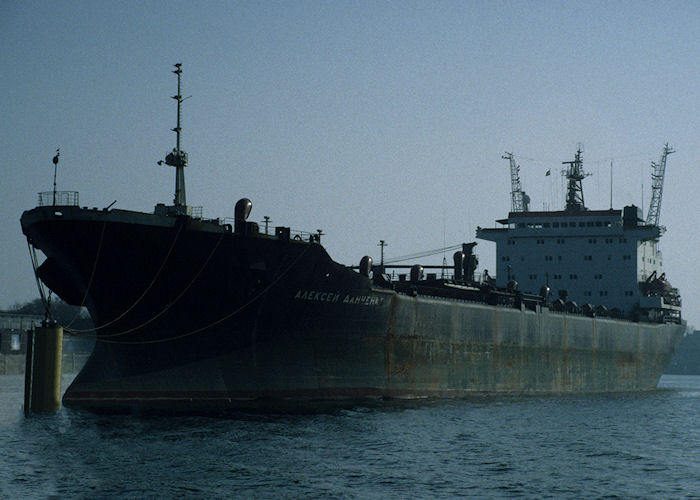 Photograph of the vessel  Aleksey Danchenko pictured laid up in Maashaven, Rotterdam on 14th April 1996