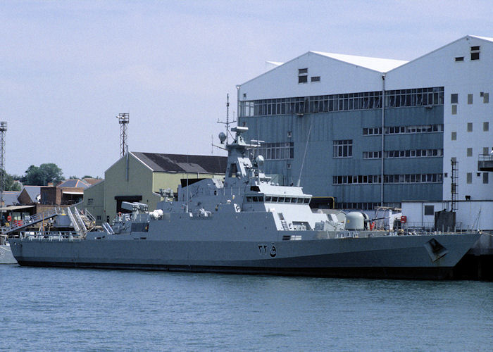 Photograph of the vessel SNV Al Mua'zzar pictured fitting out at Woolston on 21st July 1996