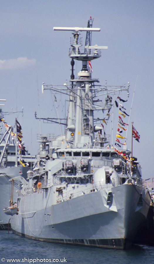 Photograph of the vessel HMS Ambuscade pictured in Portland Harbour on 23rd July 1989