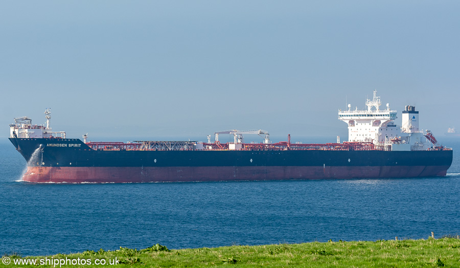 Photograph of the vessel  Amundsen Spirit pictured departing Scapa Flow on 15th May 2024