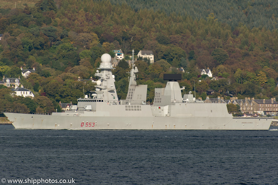 Photograph of the vessel ITS Andrea Doria pictured passing Gourock on 18th October 2015