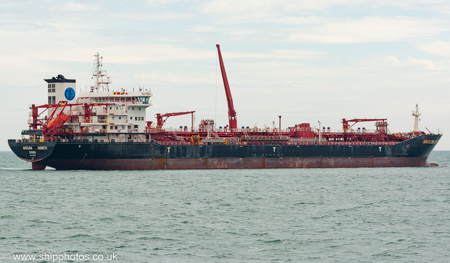 Photograph of the vessel  Angelina Amoretti pictured at anchor in the Solent on 15th July 2024