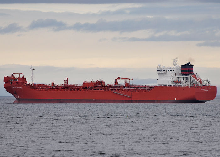  Anneleen Knutsen pictured at anchor off Macduff on 6th May 2013