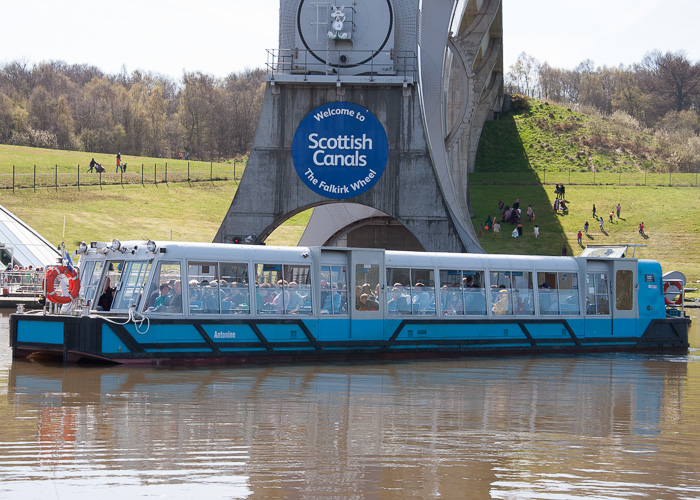 Photograph of the vessel  Antonine pictured in Falkirk Wheel Basin on 19th April 2014