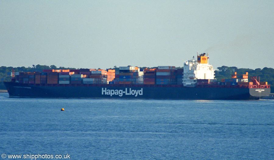 Photograph of the vessel  Antwerpen Express pictured departing Southampton on 31st May 2002