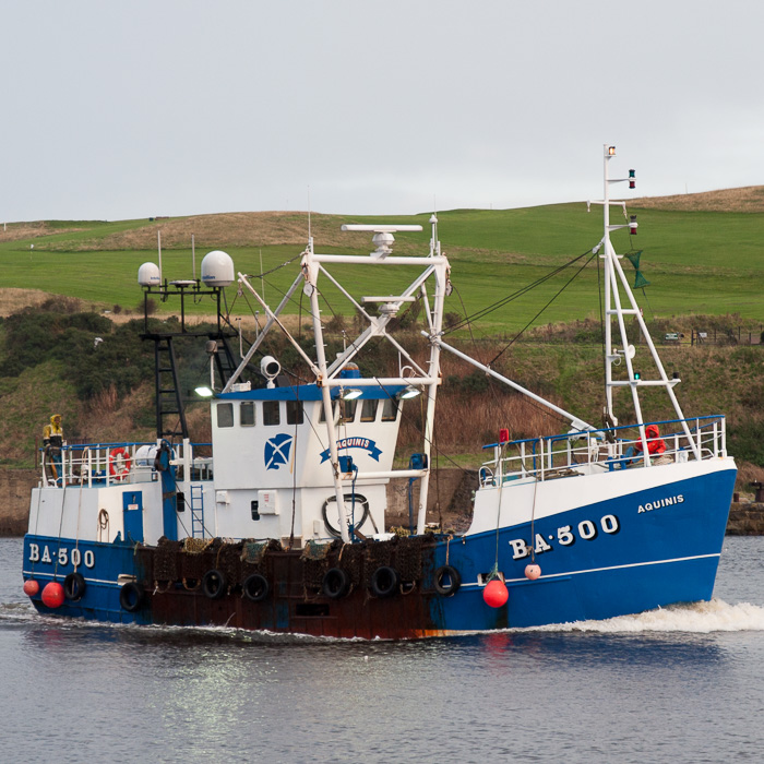 Photograph of the vessel fv Aquinis pictured arriving at Aberdeen on 12th October 2014