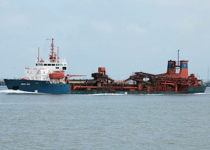 Photograph of the vessel  Arco Axe pictured on the River Thames on 22nd May 2010
