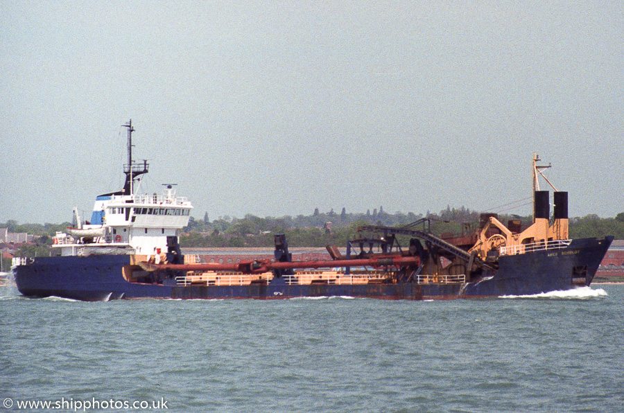Photograph of the vessel  Arco Scheldt pictured departing Southampton on 6th May 1989