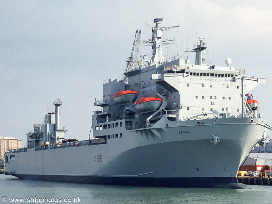 Photograph of the vessel RFA Argus pictured in Portsmouth Naval Base on 22nd September 2001