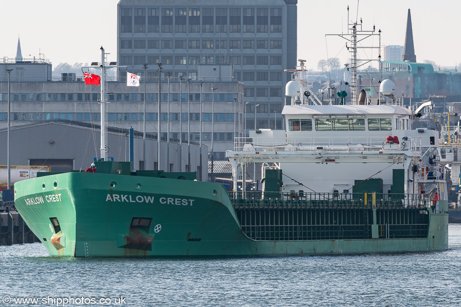 Photograph of the vessel  Arklow Crest pictured departing Aberdeen on 19th March 2025