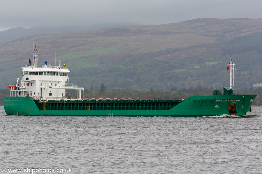 Photograph of the vessel  Arklow Falcon pictured passing Greenock on 28th September 2023